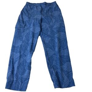 Soft Surroundings Go Lively Tropical Jogger Pants Womens S Blue pull on cargo